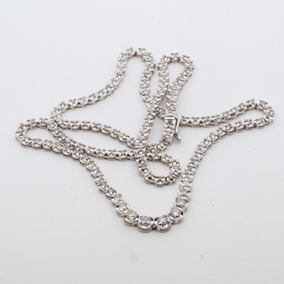 18KWG 3CT DIAMOND GRADUATED TENNIS NECKLACE (1 of 5)