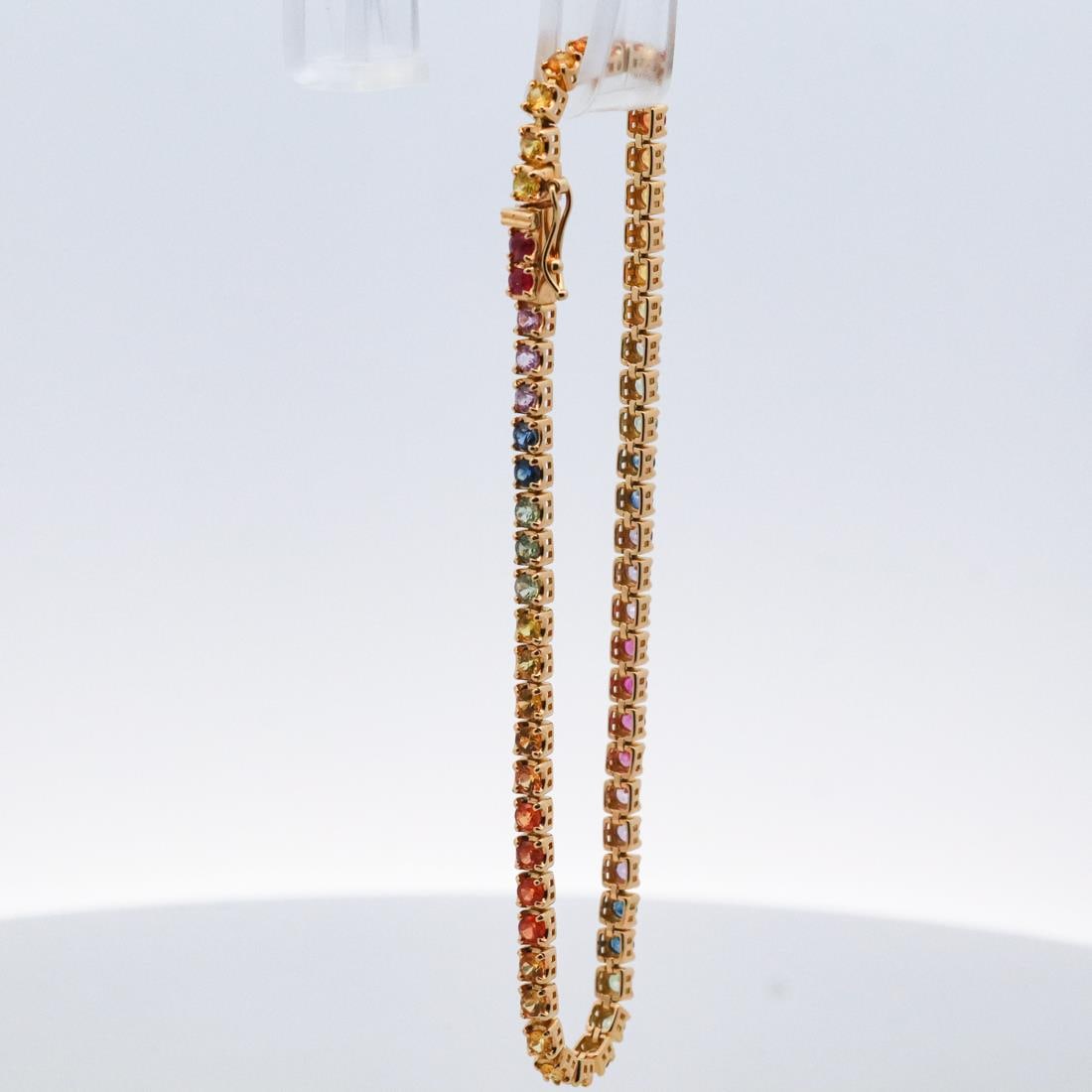 18KYG 8CT MULTI-COLOR SAPPHIRE BRACELET (1 of 4)