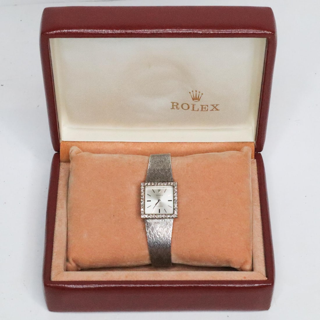 ROLEX PRECISION 2611 18KWG DIA. WATCH W/BOX, 22MM (1 of 8)
