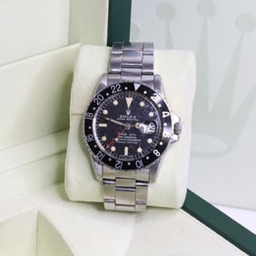 ROLEX T&CO. GMT-MASTER 1675 WATCH W/BOX, 40MM