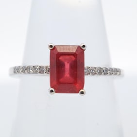VINTAGE 14K RUBY & DIAMOND RING, 6.25