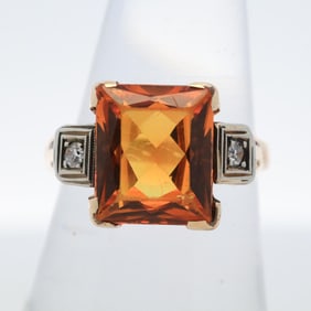 14KYG CITRINE & DIAMOND RING, 8