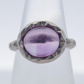 14K GOLD AMETHYST & DIAMOND COCKTAIL RING, 6