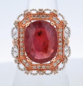 14K 13.43CTTW RUBY & DIAMOND RING, 6.25