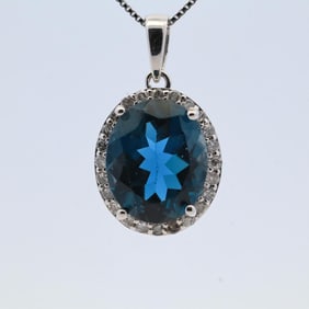 10K SAPPHIRE & DIAMOND PENDANT NECKLACE