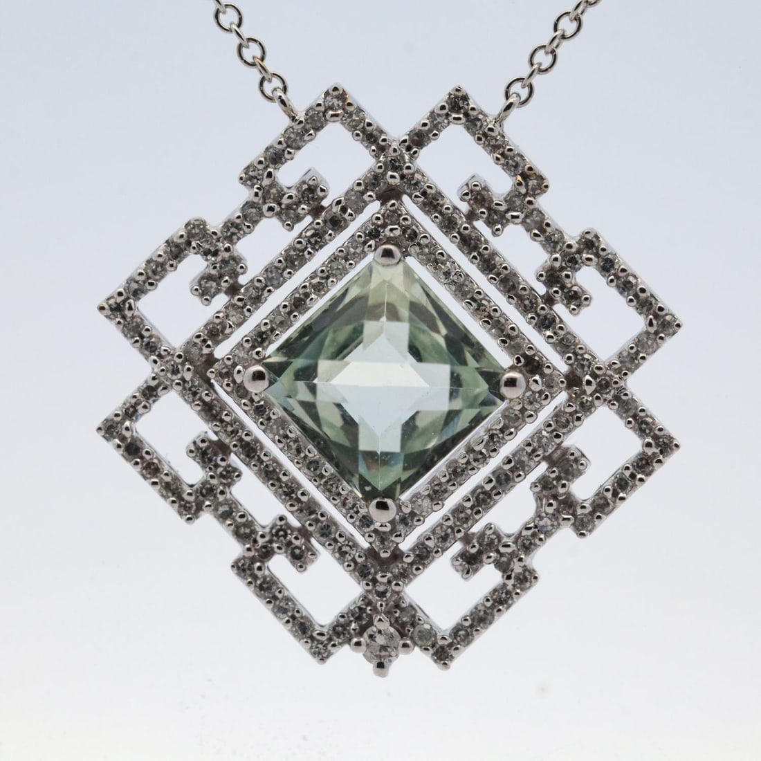 14KWG 2.36CTTW GREEN AMETHYST & DIAMOND NECKLACE (1 of 5)