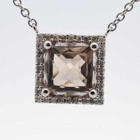 14KWG .97CTTW QUARTZ & DIAMOND NECKLACE