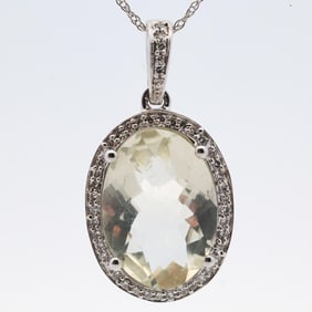 14KWG 5.42CTTW TOPAZ & DIAMOND NECKLACE