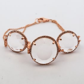 14KRG 14.64CTTW QUARTZ & DIAMOND BRACELET