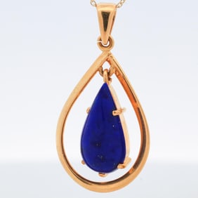22KYG TEARDROP LAPIS LAZULI PENDANT NECKLACE