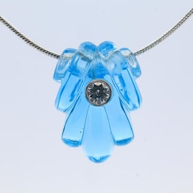 FLUTED BLUE TOPAZ & DIAMOND NECKLACE