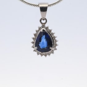 PLAT 1.21CTTW SAPPHIRE & DIAMOND NECKLACE