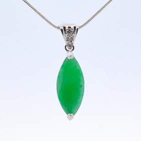 18KWG 4.15CTTW JADE & DIAMOND NECKLACE