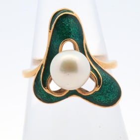 MIKIMOTO 18KYG 7.5MM PEARL RING, 6