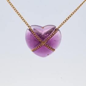 TIFFANY & CO. 18KYG AMETHYST PENDANT NECKLACE