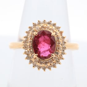 18KYG 1.55CTTW RUBY & DIAMOND RING W/GIA, 5.25