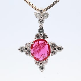 GIA CERT. 18K 2.52CT RUBY & DIA. NECKLACE