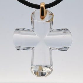 BACCARAT CRYSTAL CROSS 18KYG PENDANT NECKLACE