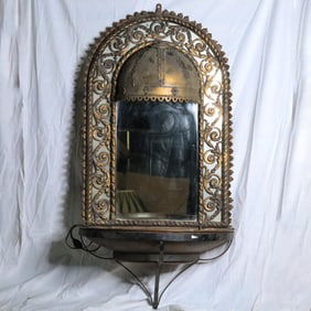 CONTINENTAL IRON & GILT METAL WALL FOUNTAIN