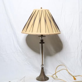 BRASS & CRYSTAL TABLE LAMP