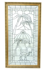 Leaded Glass Window Desert Scene w/Camel