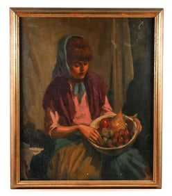 Ernie Simonyi "Woman with Fruit Basket" 22"x26"