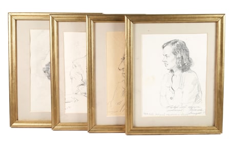 Lot of 4 Mid Century Artist Sketches