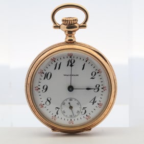 WALTHAM 14K GOLD POCKET WATCH, 35MM