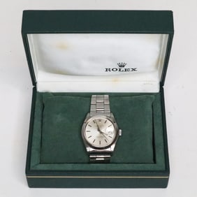 ROLEX OYSTER PERPETUAL DATE 1500 WATCH W/BOX, 34MM