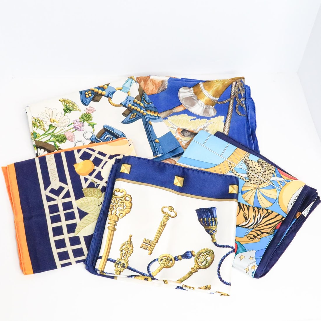 LOT OF 5 HERMES CARRE 90 SILK SCARVES (1 of 20)