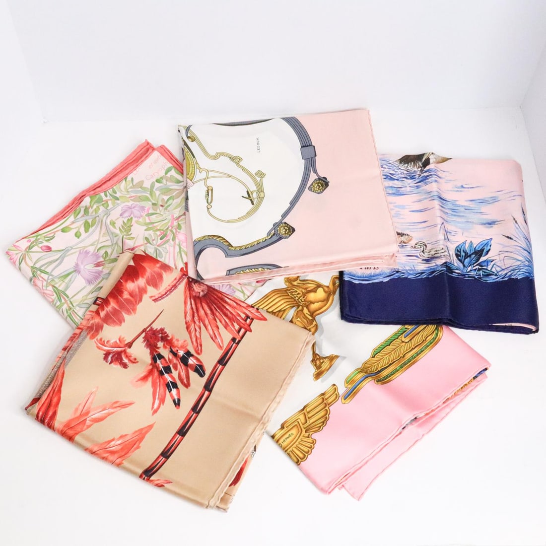 LOT OF 5 HERMES CARRE 90 SILK SCARVES (1 of 20)