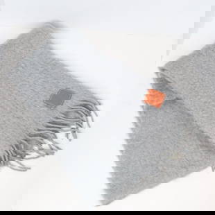LOEWE MOHAIR GRAY SCARF, 72IN: Loewe Mohair gray scarf in good condition. It includes a leather stamp with Loewe's logo. Details and measurements: Dimensions: 72 IN. X 8.5 IN.
