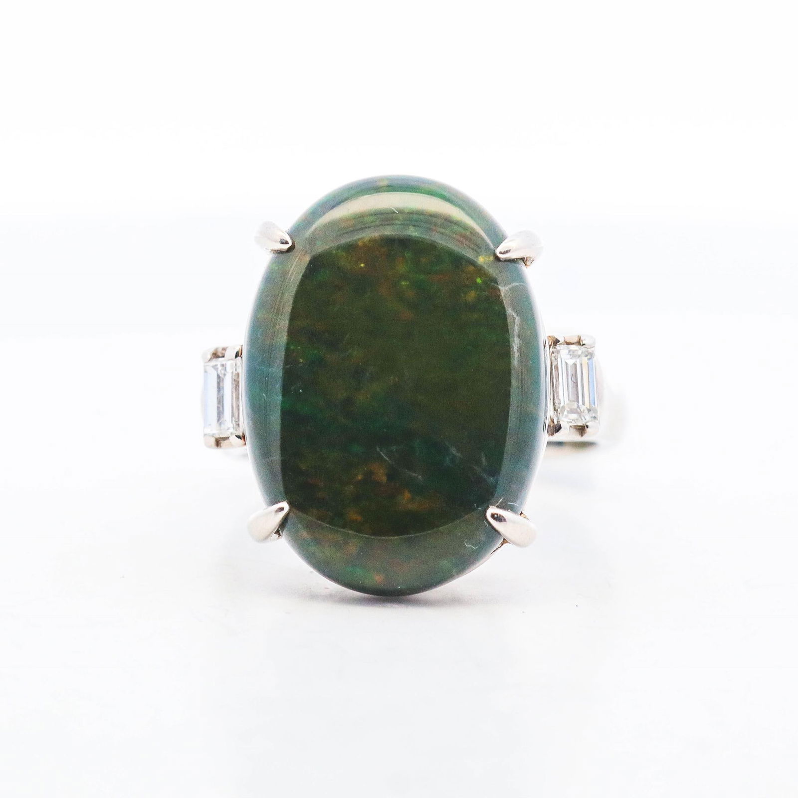 Plat. 11.83ctw Black Opal & Diamond Ring (1 of 3)