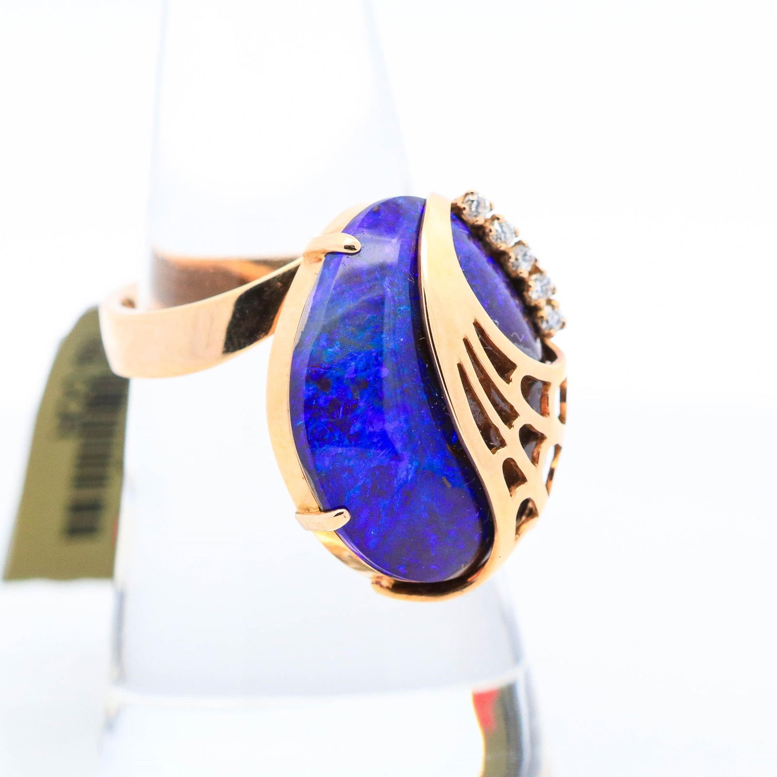 18K YG 7.50ct Boulder Opal & Dia. Ring, 6.5 (1 of 3)