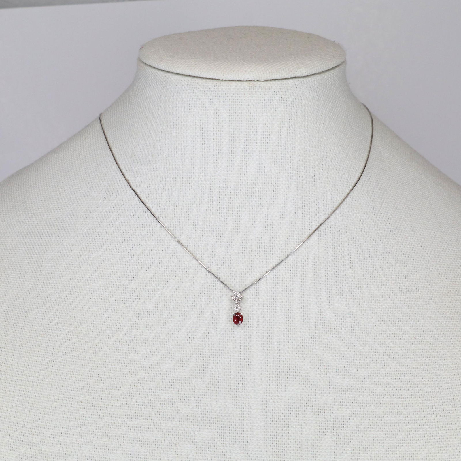 Platinum Ruby & Diamond Pendant Bolo Necklace (1 of 4)