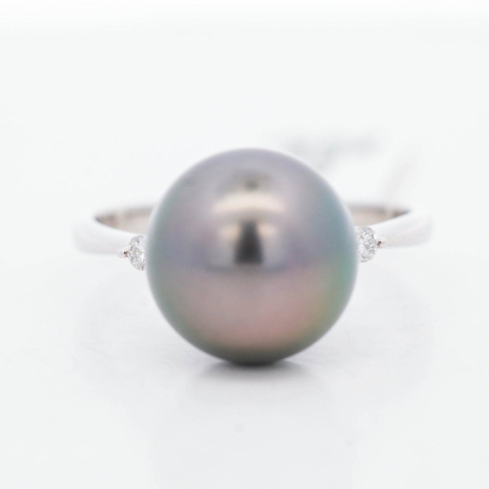 Platinum 11.5mm Tahitian Pearl & Diamond Ring, 8 (1 of 5)