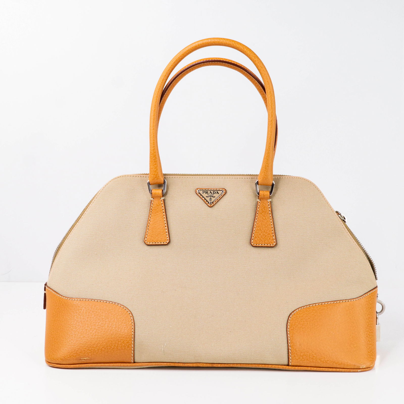 Prada Canapa Canvas & Leather Tote Bag w/Card, Storage Bag (1 of 10)