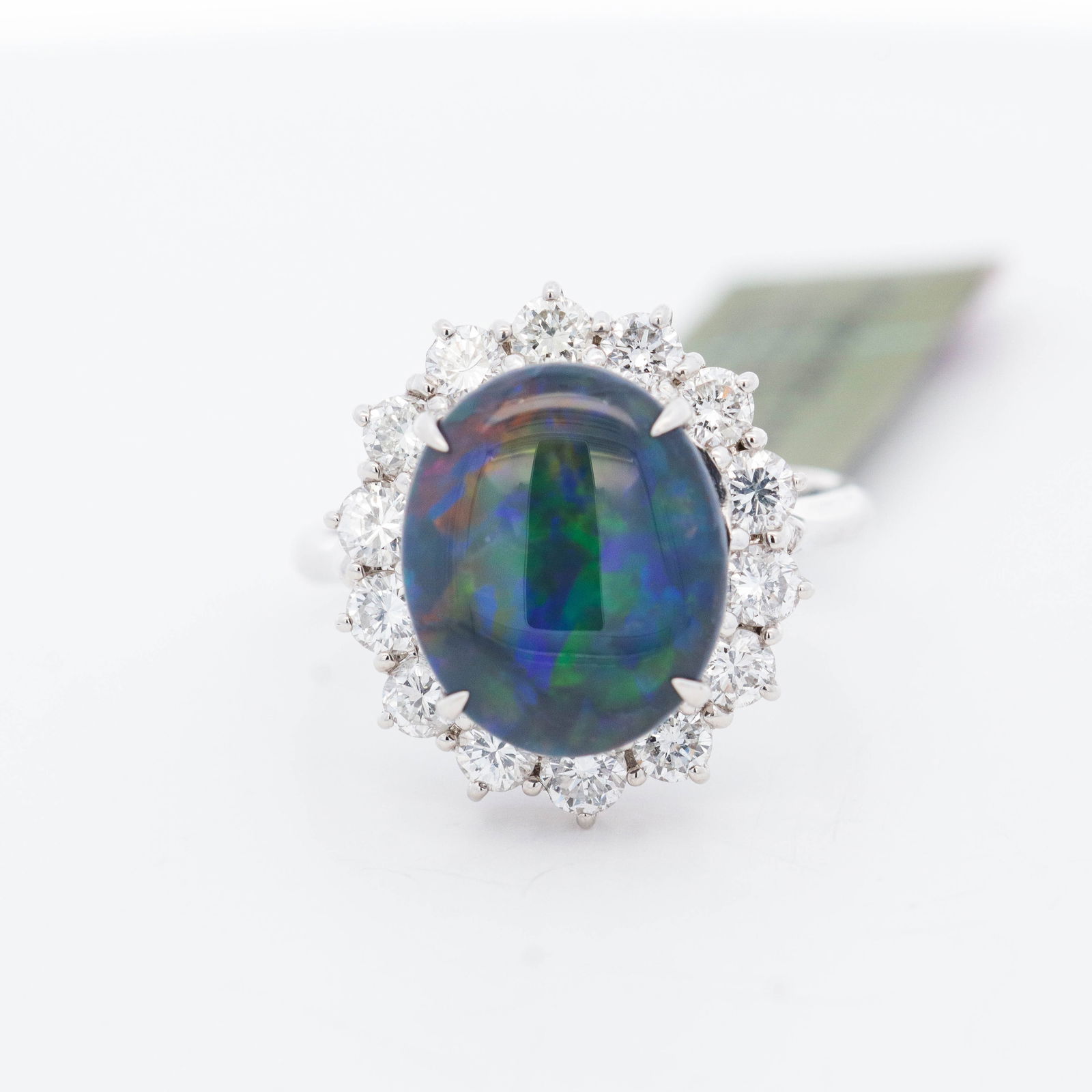 Platinum 4.90ct Lightning Ridge Black Opal & 1.08ctw Diamond Ring, 6.25 (1 of 5)