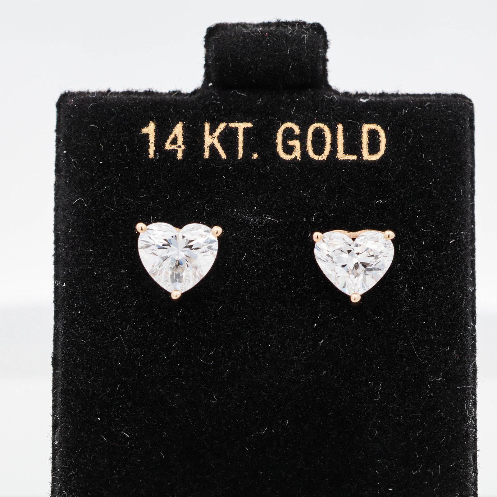 14KYG 2.00ctw Heart Brilliant Cut Stud Earrings: 14K Yellow Gold Stud Earrings 2.00ctw Heart Brilliant Cut Lab Grown Diamonds 3-prong set With butterfly friction backs Marked 14K 