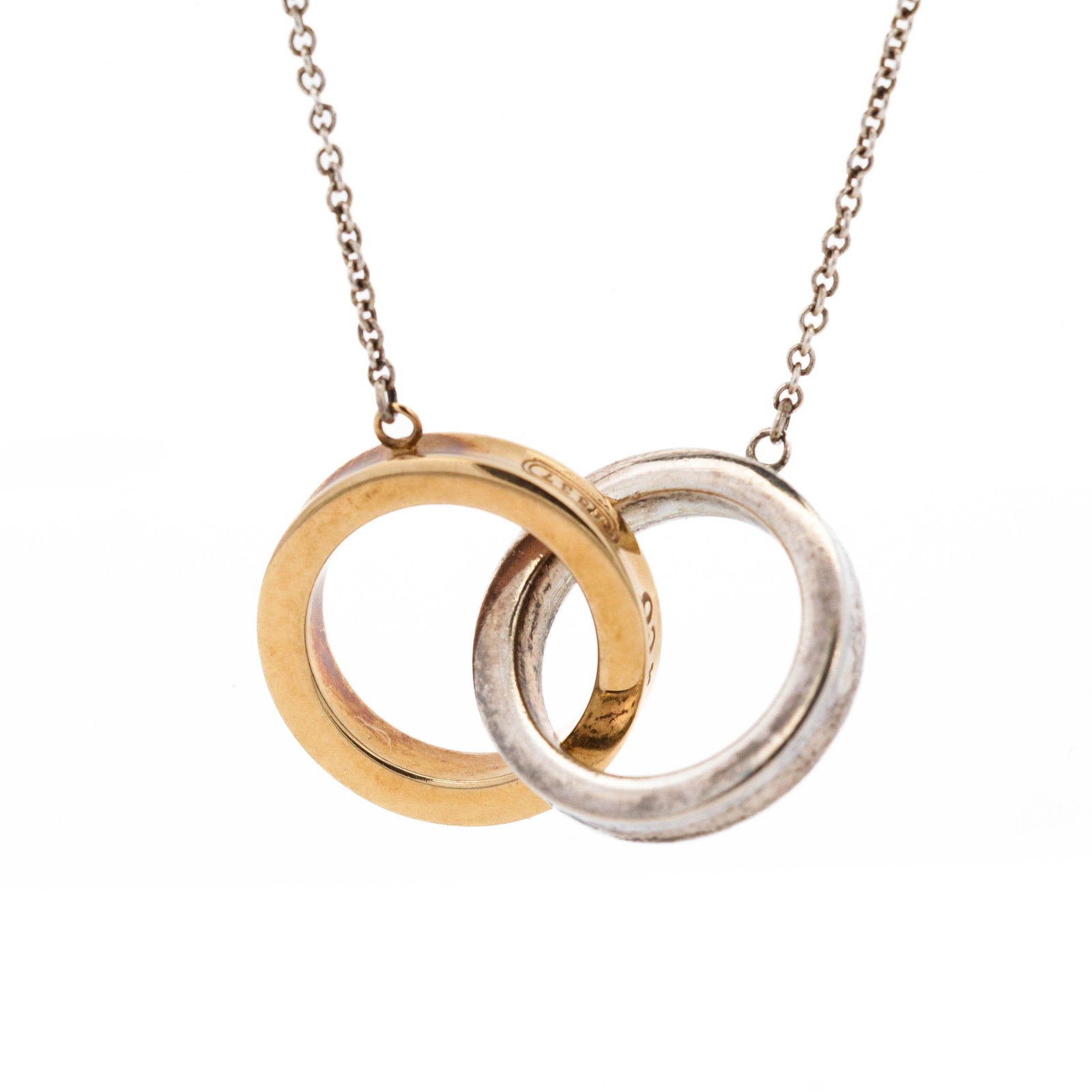 18KYG/925 Tiffany & Co. Two-Tone Interlocking Circles Pendant Necklace (1 of 6)