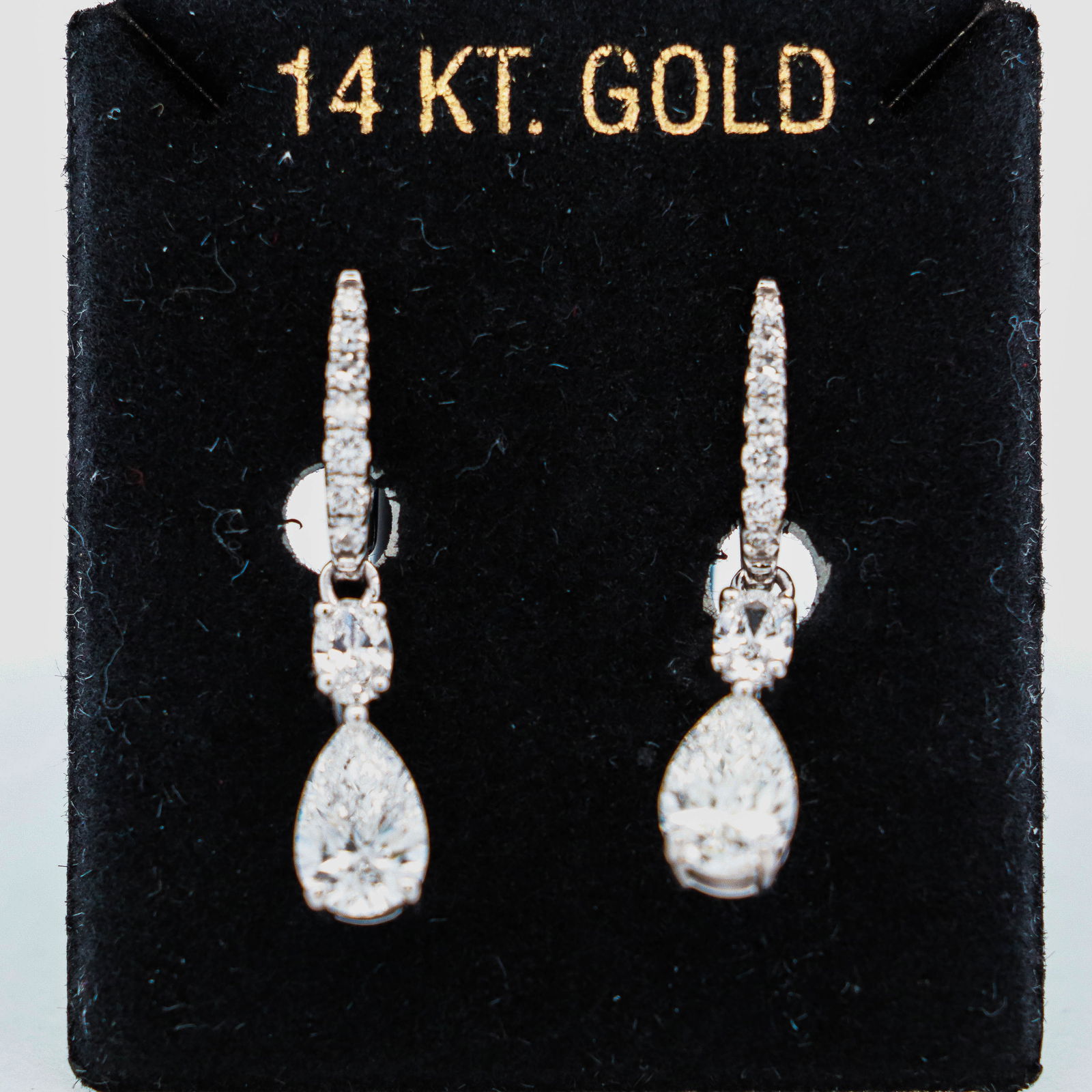 14KWG 2.00ctw Pear, Oval, and Round Brilliant Lab Diamond Drop Earrings (1 of 3)