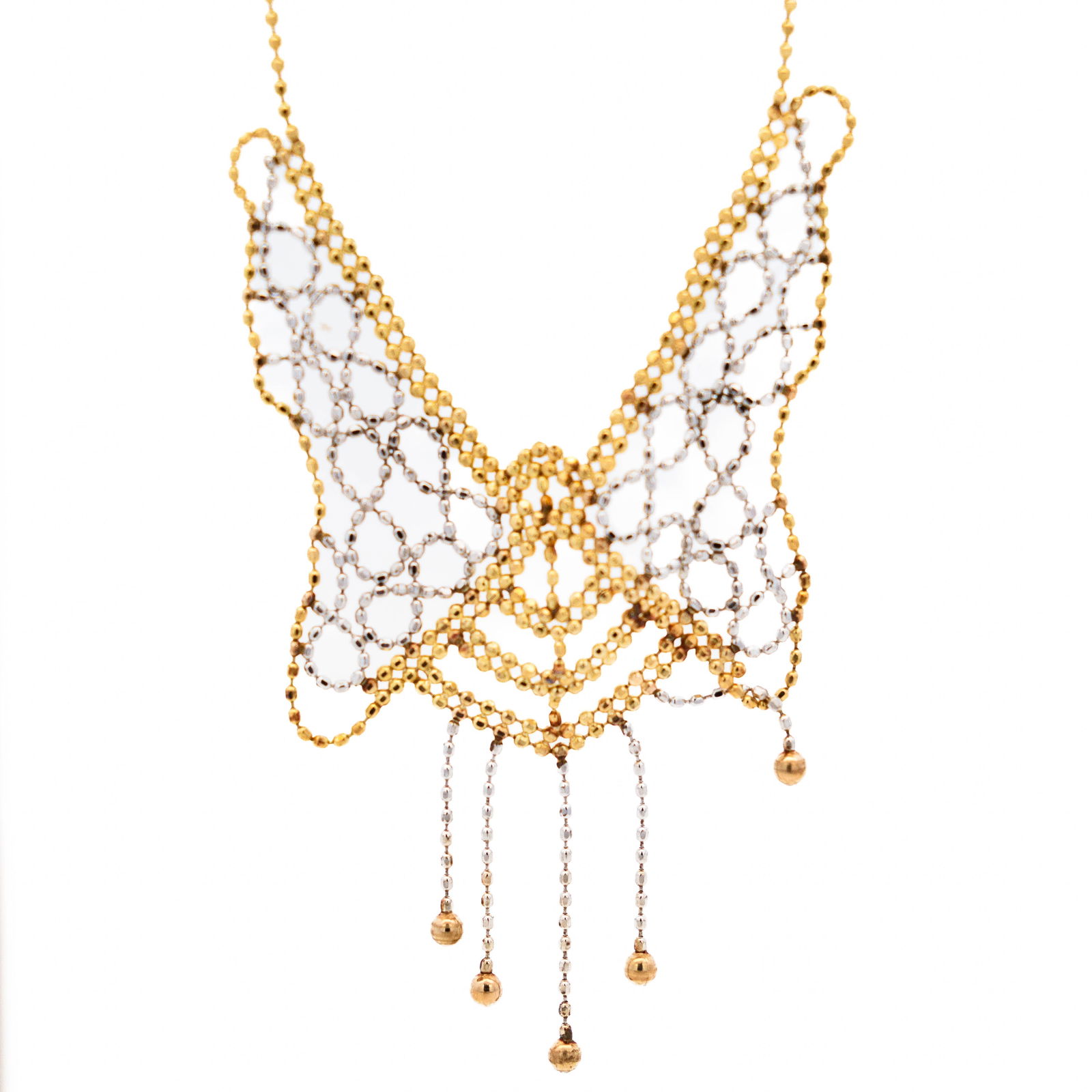 Super Cool 10K Two Tone Beaded Gold Butterfly Necklace 17" (1 of 3)