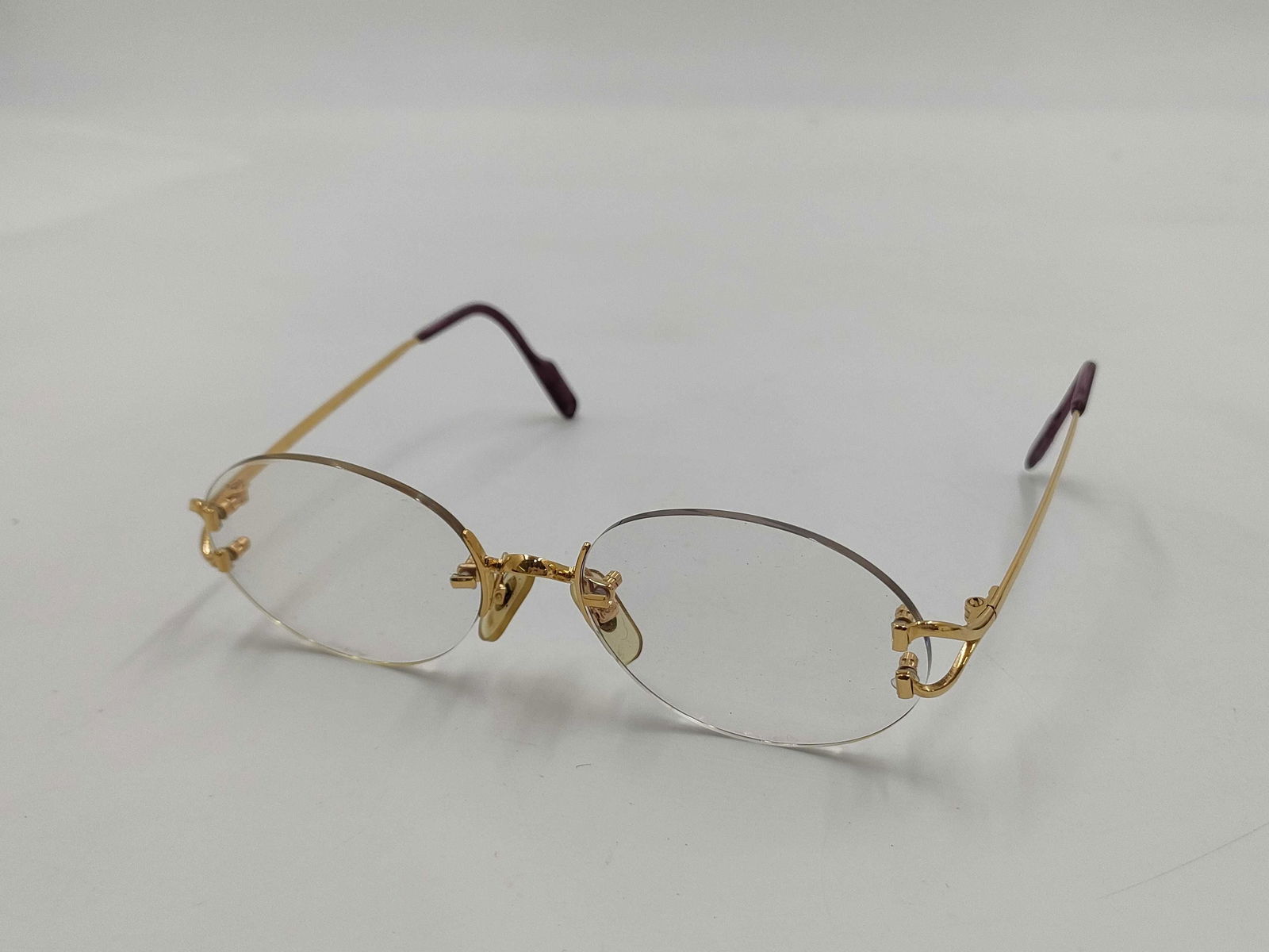 22KGP Cartier Paris Rimless Glasses w/Case size Medium 130mm (1 of 7)
