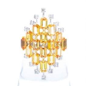 18KWG 5.35ct Sapphire & Diamond Ring, Size 7.25