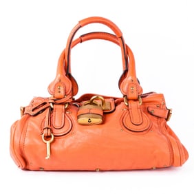 Chloe Paddington Satchel – Orange Leather with Gold-Tone Padlock