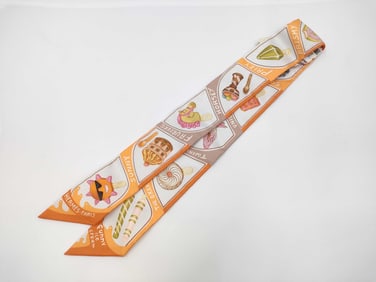 HERMES Twilly Funny Ice Cream Orange Scarf