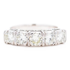 Vintage Platinum 1.00ct 5 Stone Natural Diamond Ring, Size 5