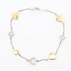 18KWG/YG Tiffany & Co. Heart Station Bracelet 7"