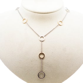Tiffany & Co. 18KYG and Sterling Silver Circle Station Lariat Necklace 16"