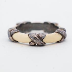 Tiffany & Co. White Enamel Signature Ring, 6.5